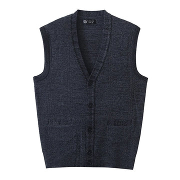 BONSIR  -  Autumn Winter Men's Knitted Warm Vests Mens Retro Button V-Neck Jumper Knitted Waistcoats Men Sweater Vest Jackets Clothing